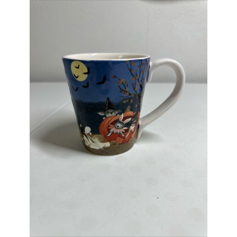 Pier 1 Imports Pet Themed Halloween Trick or Treat Ironstone Mug 16 oz